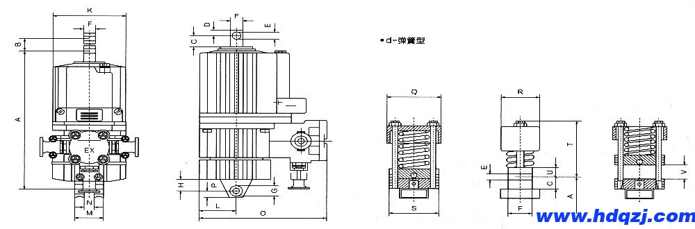 DEd隔爆型電力液壓推動器外形尺寸圖 DEd隔爆型電力液壓推動器外形尺寸圖