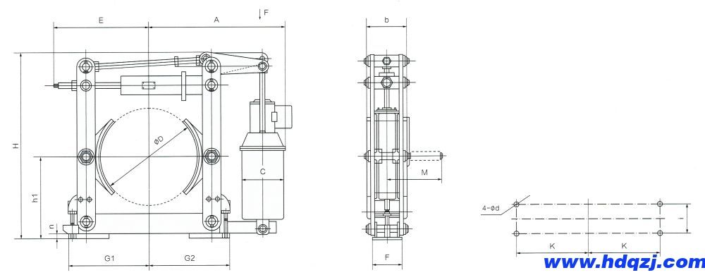 廠用防爆制動(dòng)器外形尺寸圖 廠用防爆制動(dòng)器外形尺寸圖