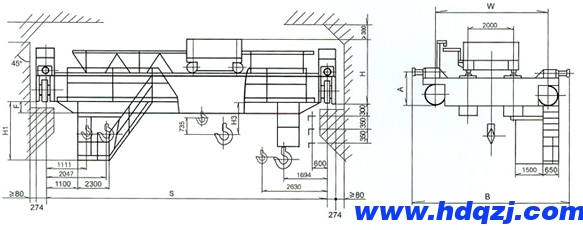 QD型16/3.2噸電動雙梁橋式起重機(jī) QD型16/3.2噸電動雙梁橋式起重機(jī)