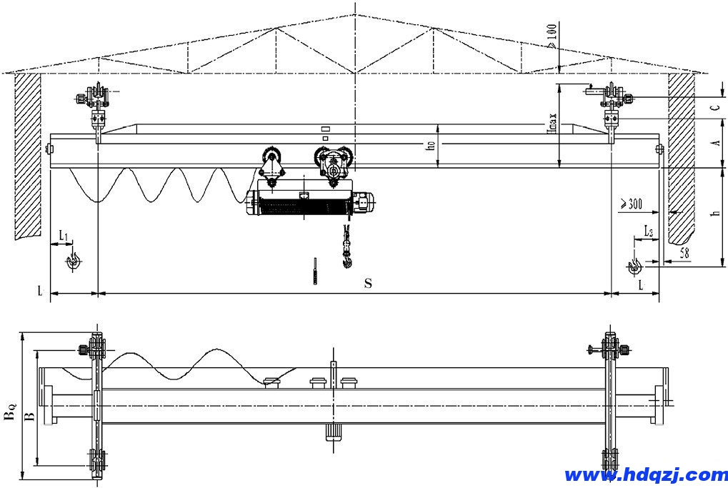 LX型電動單梁懸掛起重機結(jié)構(gòu)圖 LX型電動單梁懸掛起重機結(jié)構(gòu)圖
